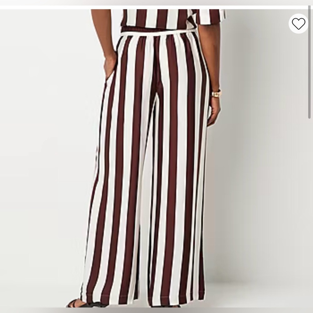 Worthington Striped Silky Wide-Leg Pants with pockets! Plus size!